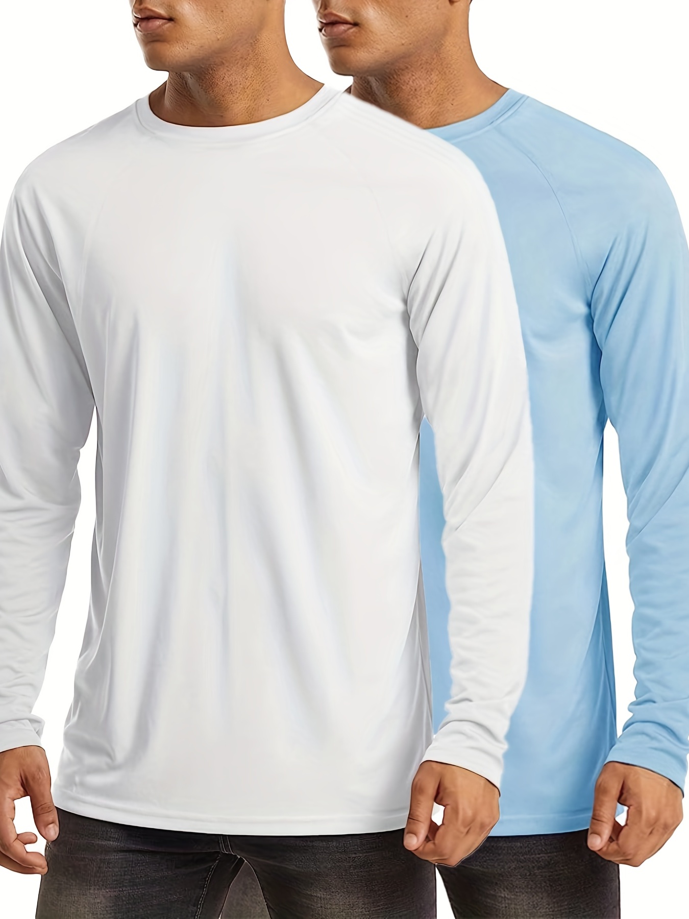 2 Pcs, Men's UPF 50+ Sun Protection T-Shirts, Long Sleeve Comfy Quick Dry Tops for Men's Outdoor Fishing Activities,Temu