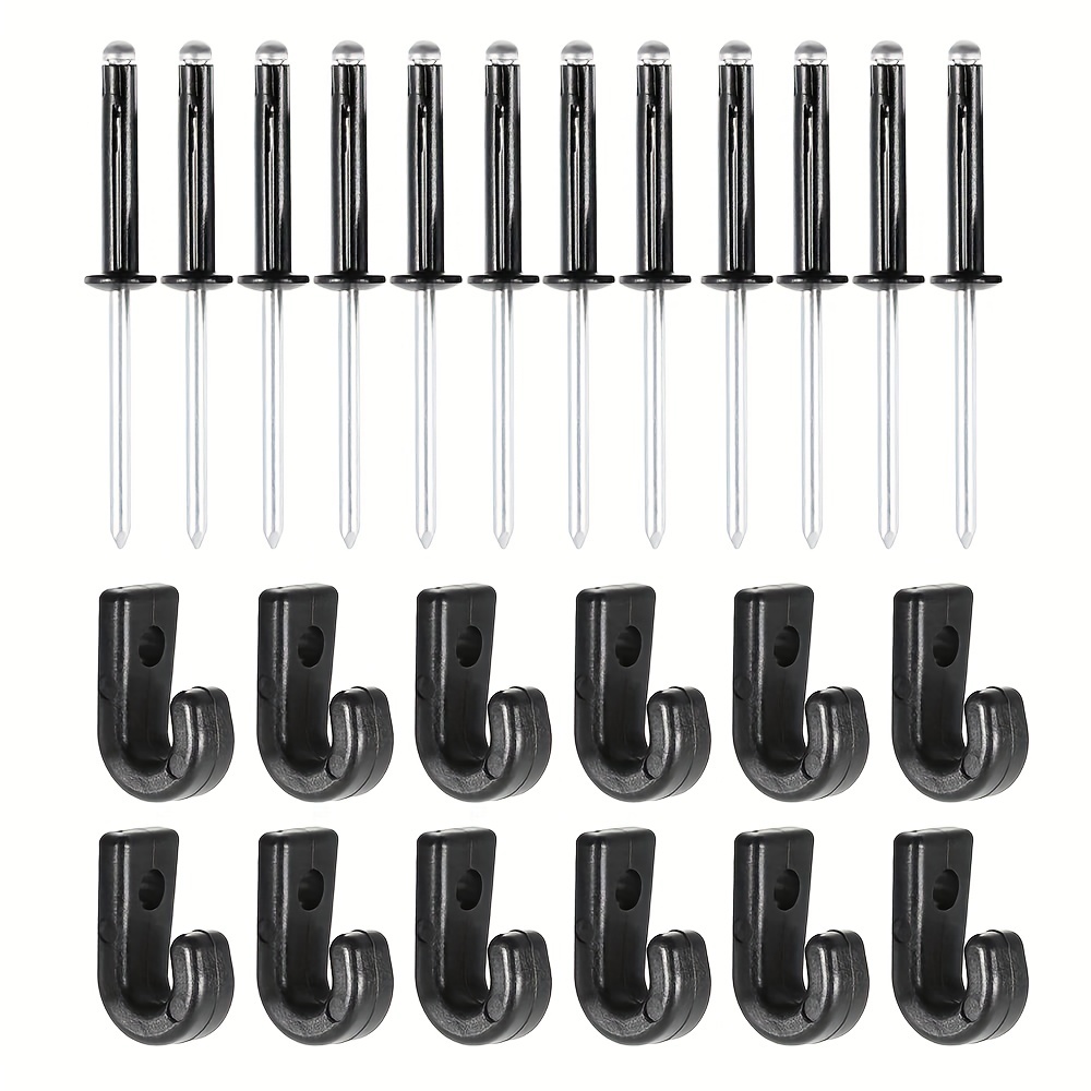 10Pcs Black Kayak Nylon Lashing J Hooks Bungee Hook for Kayaks Canoes Boats  Deck Buckle Paddle Board Water Boat Accessories