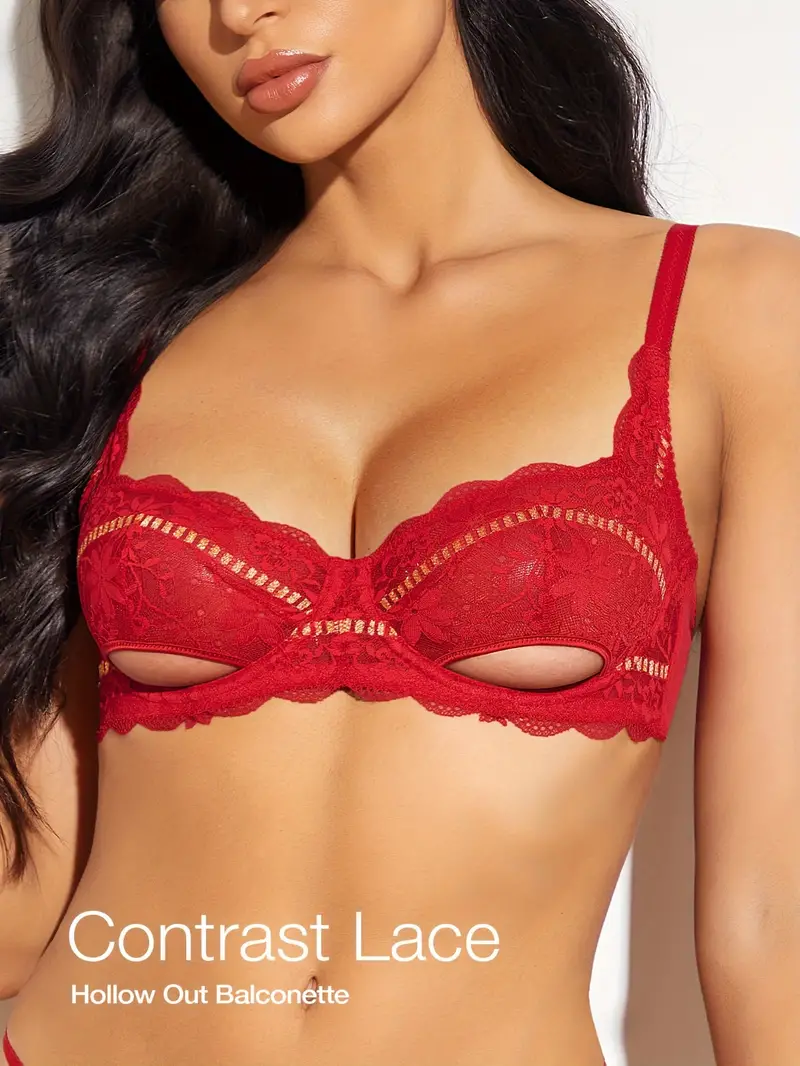 Chinese Lunar New Year Red Lace Embroidered Hollow Underwire - Temu Malaysia