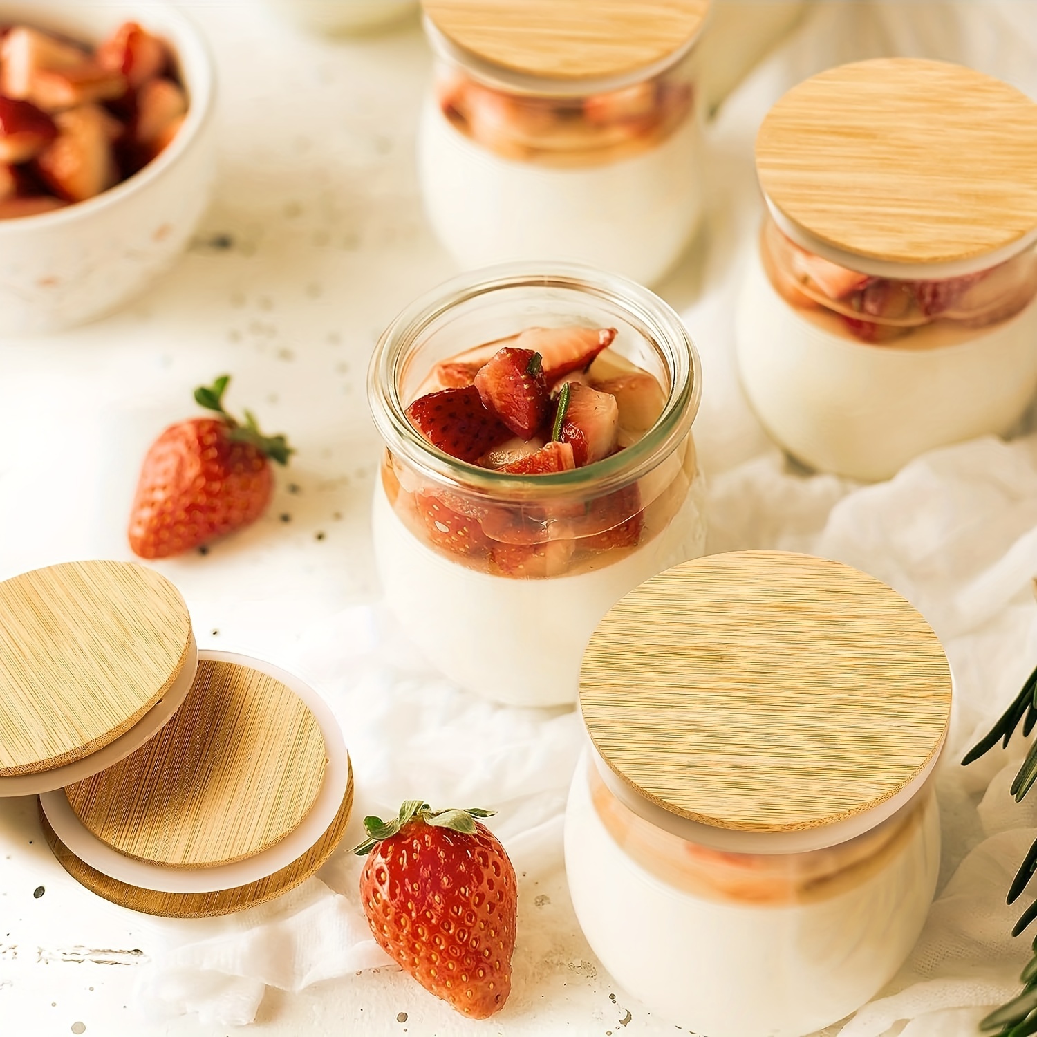Oui Yogurt Jar Lids, Bamboo Wooden Lids For Oui Yogurt Jars, Reusable  Bamboo Lids With Silicone Sealing Rings, Perfect Airtight For Oui Yogurt  Jars With Lavender Pattern, Kitchen Supplies - Temu