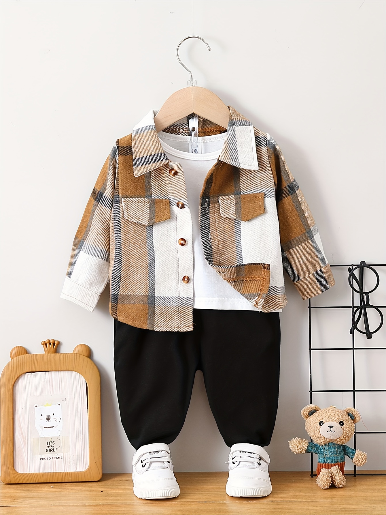 Boys Bear Letter Pattern Button Down Jacket, New Style Baby's Street Cool &  Stylish Coat - Temu Italy
