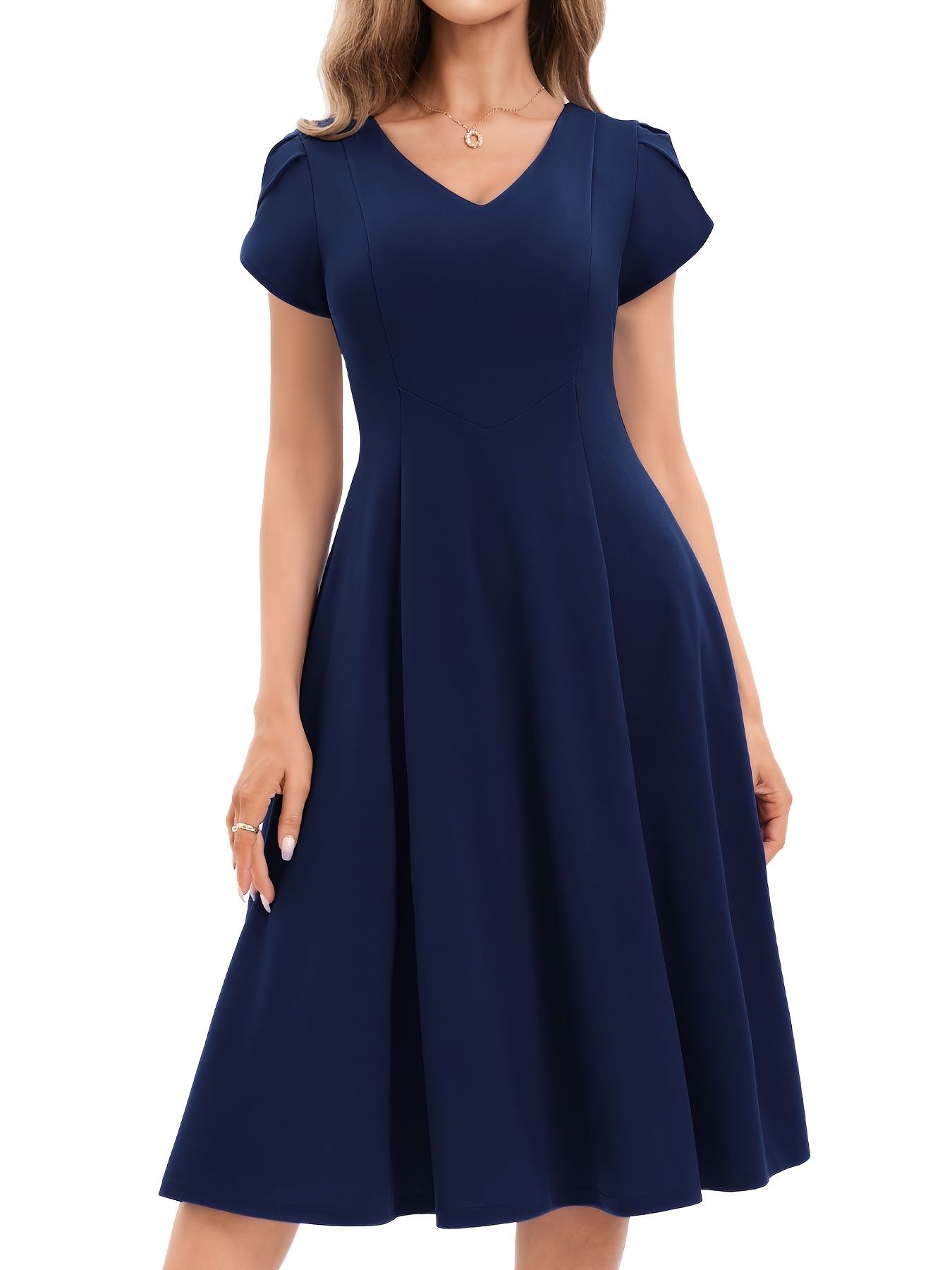 V Neck Flutter Sleeve Dress Elegant Evening Party Dress - Temu Canada