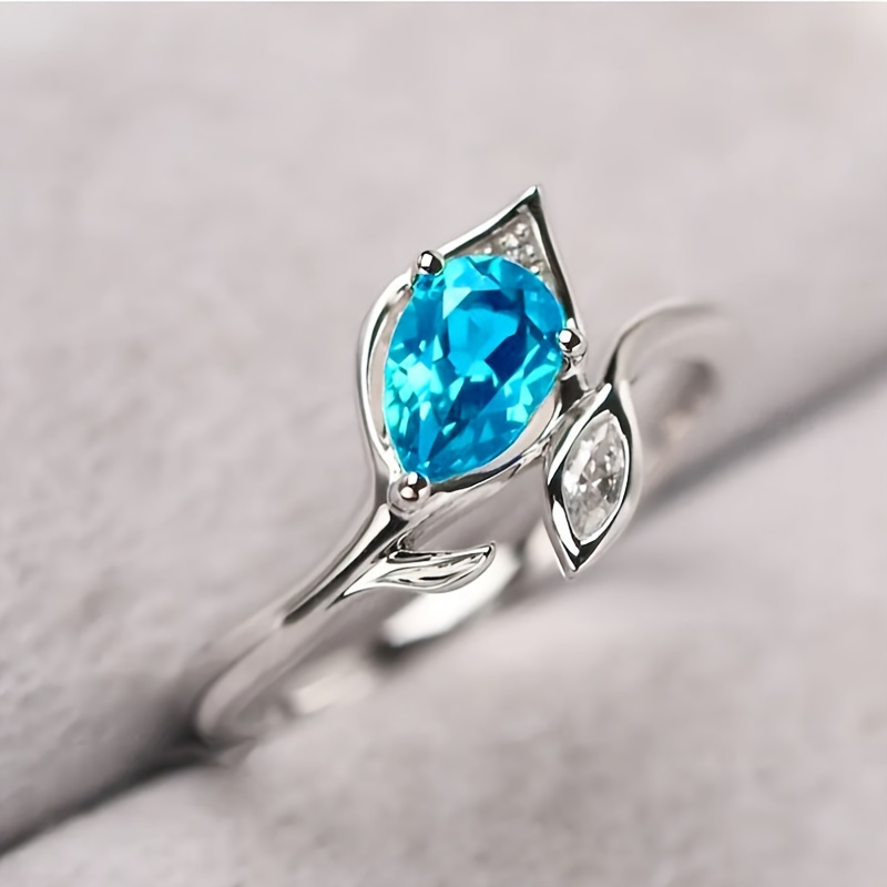 Chic Promise Ring Sparkling Leaf Design Inlaid Shining - Temu United ...
