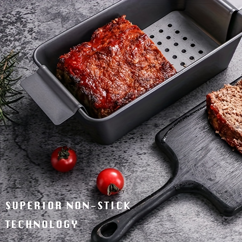 Set, Meat Loaf Pan Bread Pan With Insert (9.84''x5.7''), 2pcs Large Healthy  Coating Meatloaf Pan With Drain Drip Tray, Baking Tools, Kitchen Gadgets