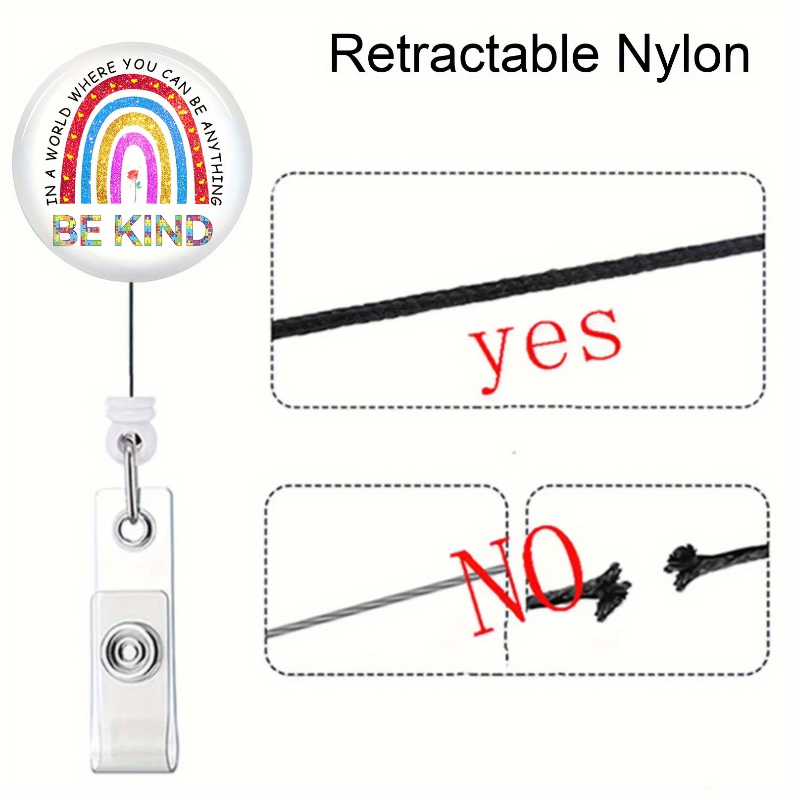 RN Badge Reel Retractable Nursing ID Holder Rainbow Nurse Name Tag