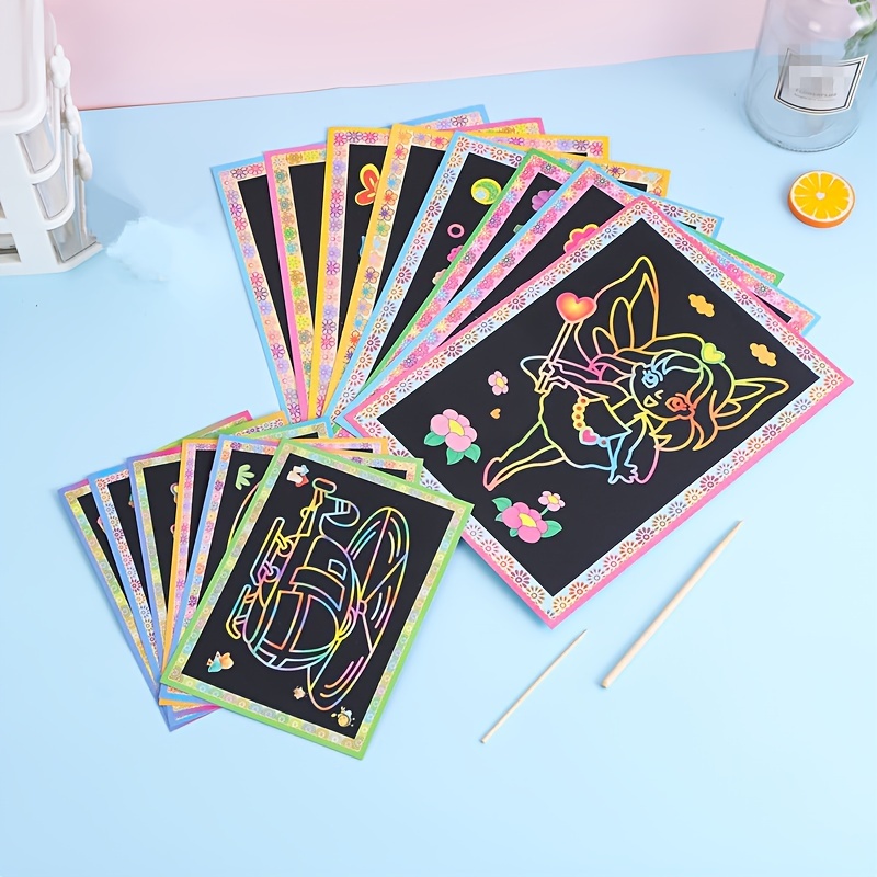 Drawing Board Magic Scraping Paper Art Set, Creative Card,rainbow Magic  Paper,holiday Gift - Temu Philippines