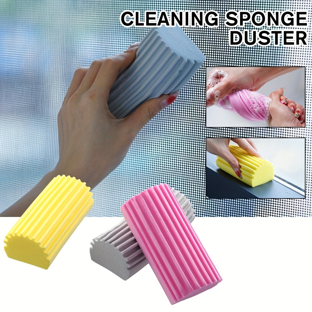 Damp Duster, 2-Pack Pink Magical Dust Cleaning Sponge Blind Cleaner Duster  Tool, Reusable Dusters for Cleaning Baseboards, Vent, Ceiling Fan & Cobweb