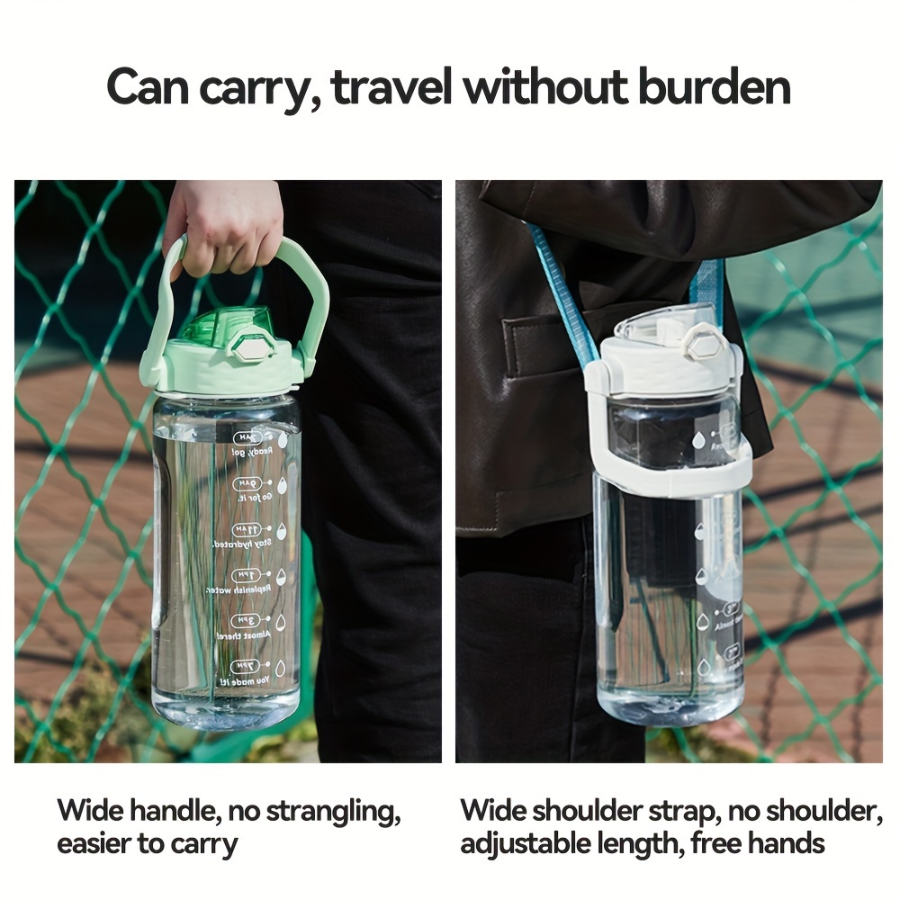 Portable Clear Plastic Water Bottle With Handle, Ideal For Sports