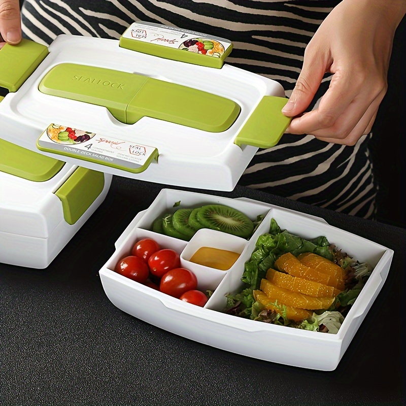 Snack Container With 4 Compartments Divided Bento Lunch Box - Temu