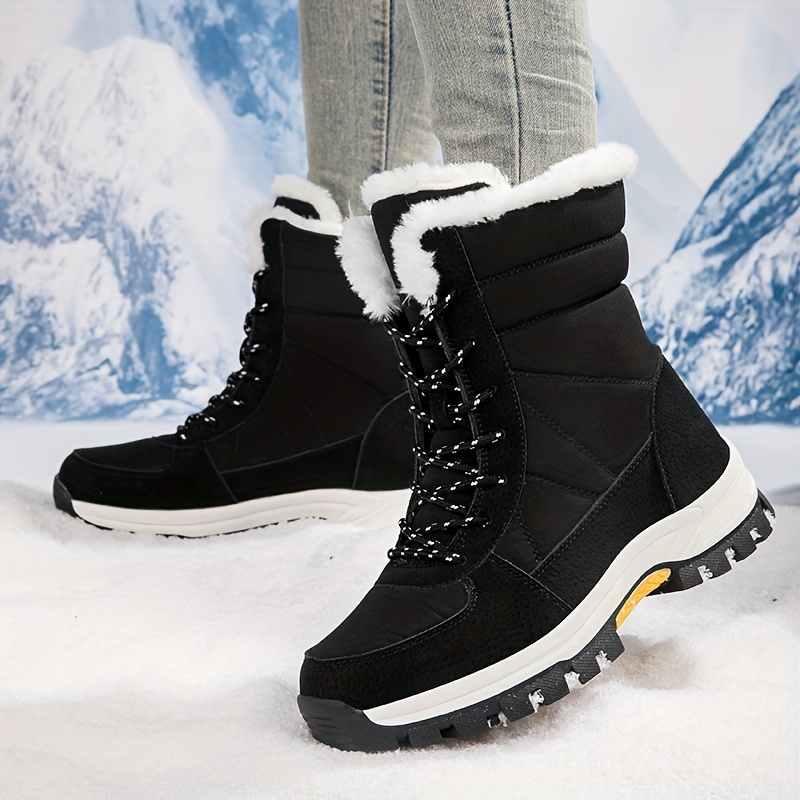 Windproof Winter Keep Warm Mid Calf Snow Shoes Fur Lined - Temu Canada