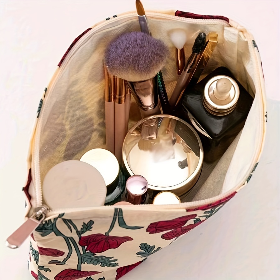 Corduroy Makeup Bag Organizer Vintage Travel Makeup Brush - Temu