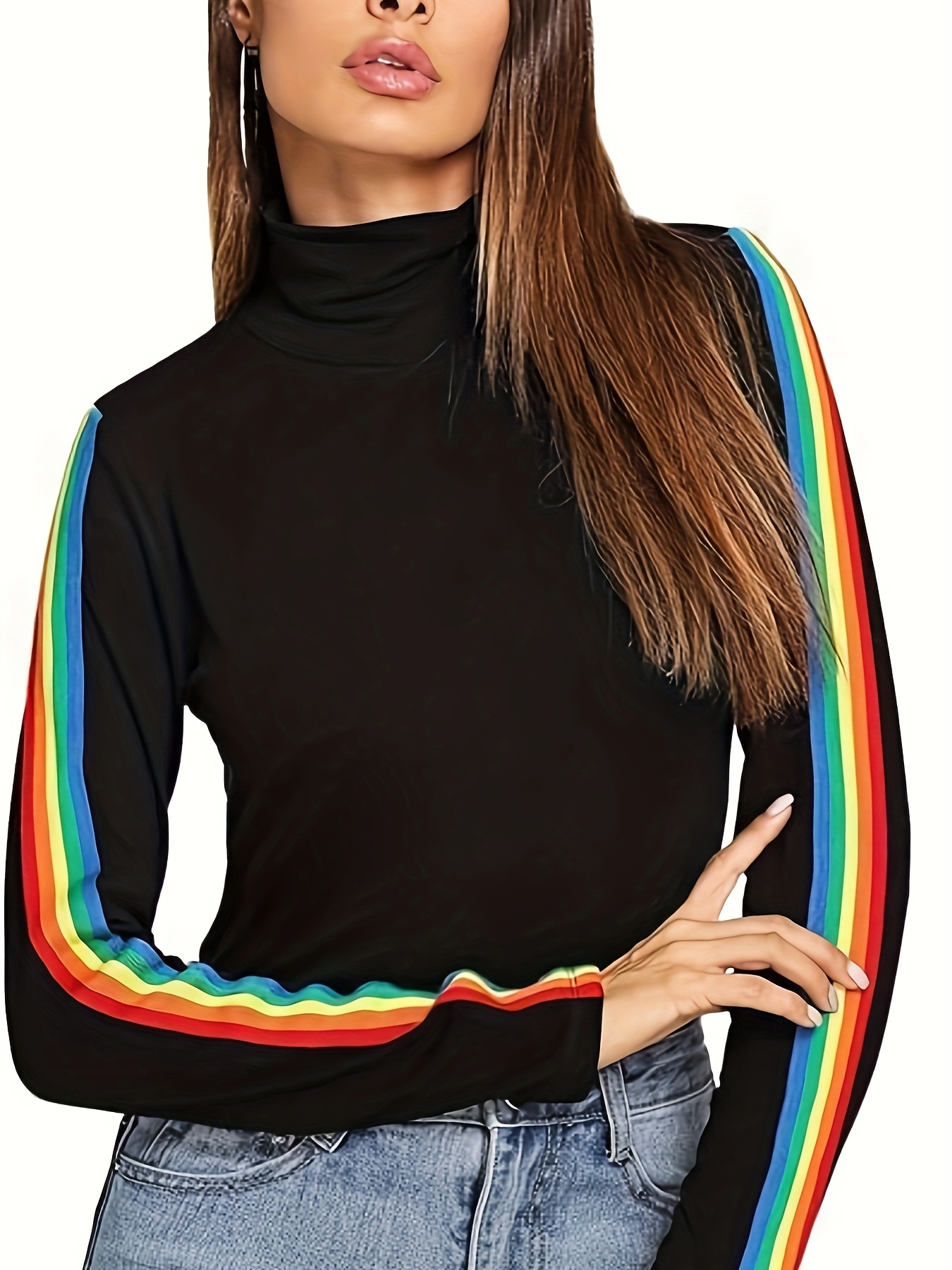 Rainbow mock sale neck