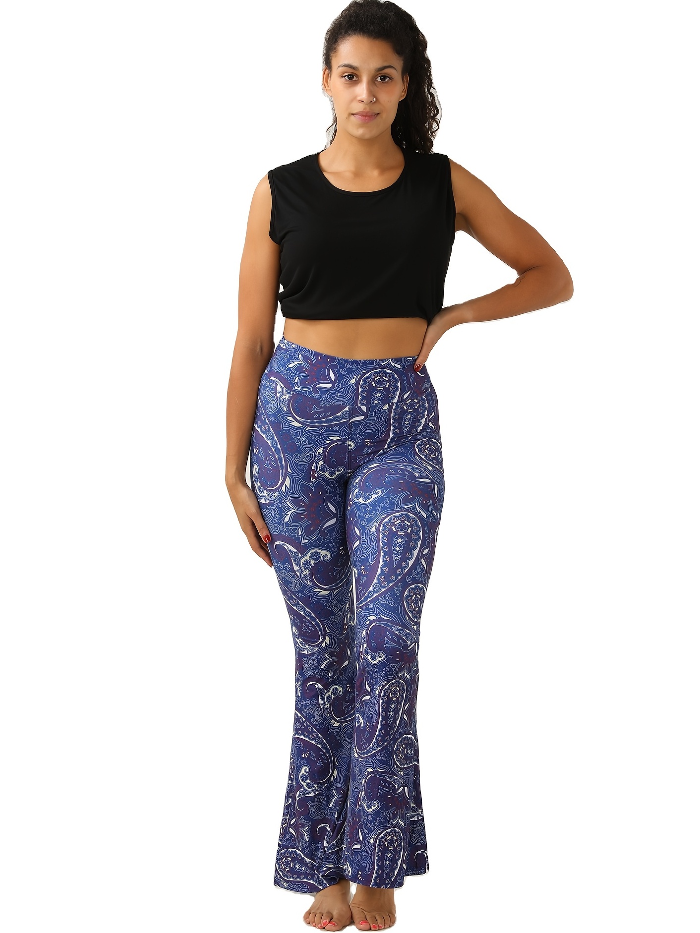 Abstract Print Flare Leg Pants, Casual Forbidden Pants For Spring & Summer,  Women's Clothing
