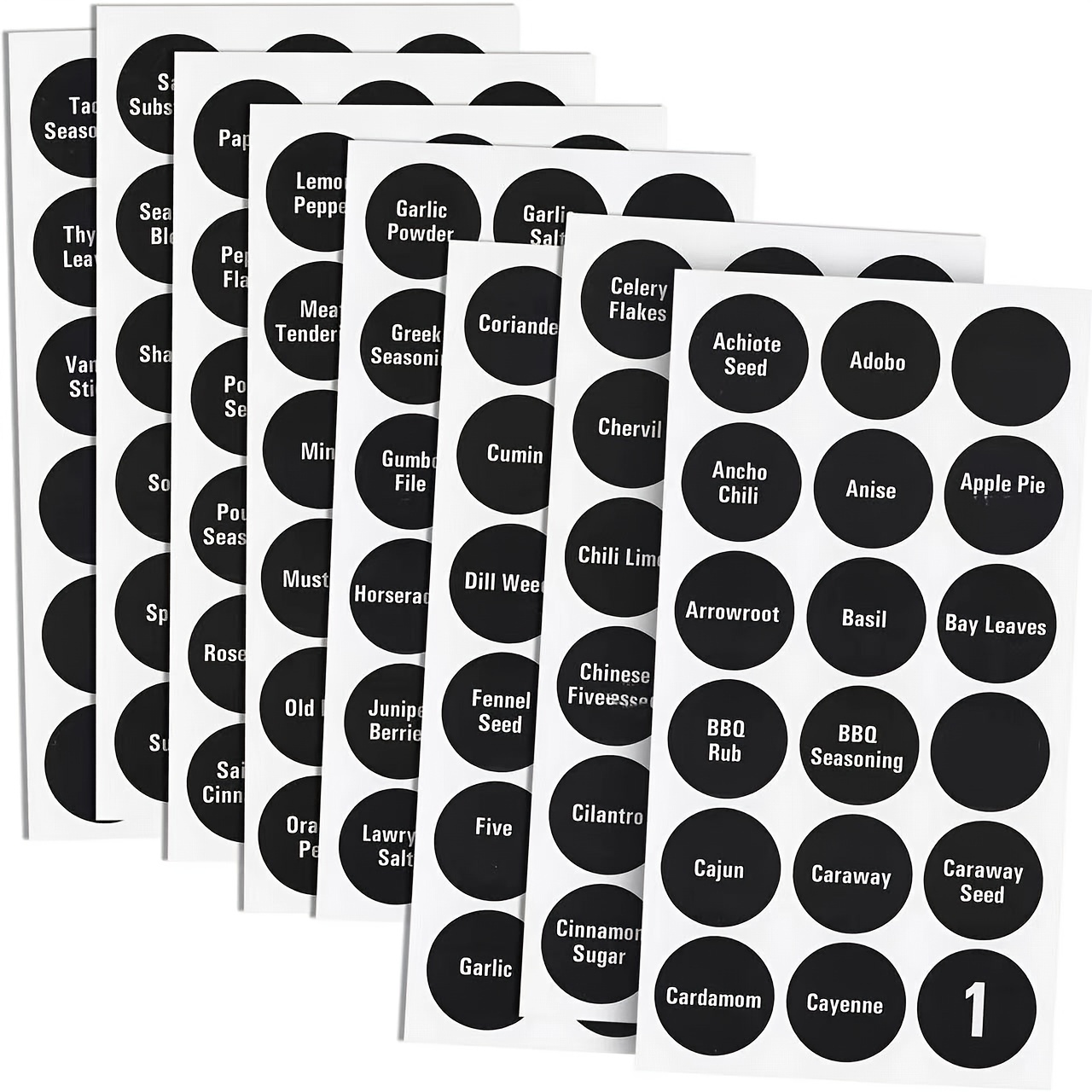 144pcs Label Sticker, Spice Labels And Additional Blank Label, Waterproof  And Tear Resistant Circular Stickers, For Round Or Rectangular Jars, Caniste