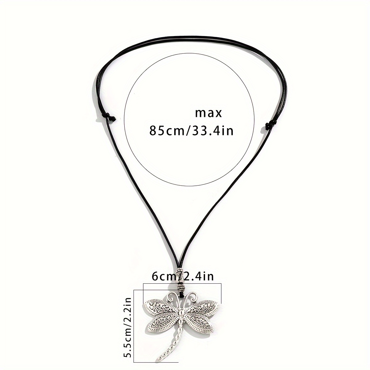 Boho Ethnic Style Dragonfly Pendant Wax Rope Necklace