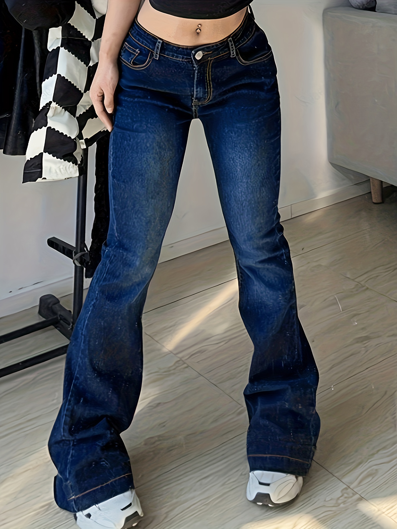 SXY Jeans cargo con bolsillo lateral con solapa Azul lavado oscuro