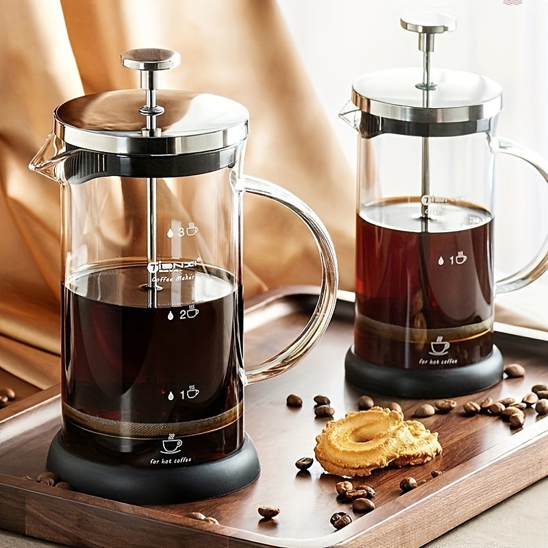 Comprar Cafetera a presión francesa Manual portátil, cafetera de vidrio,  herramienta percoladora para taza de filtro de té, contenedores, vasos  transparentes