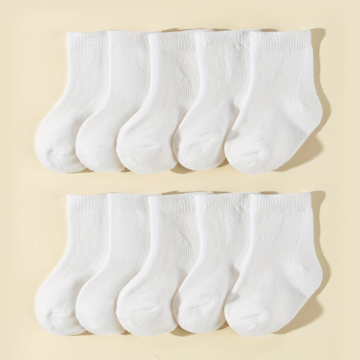 

10pairs Baby Boys Girls White Cotton Blend Breathable Short Crew Socks Infant Newborn Toddlers Mid Tube Socks For 4 Seasons