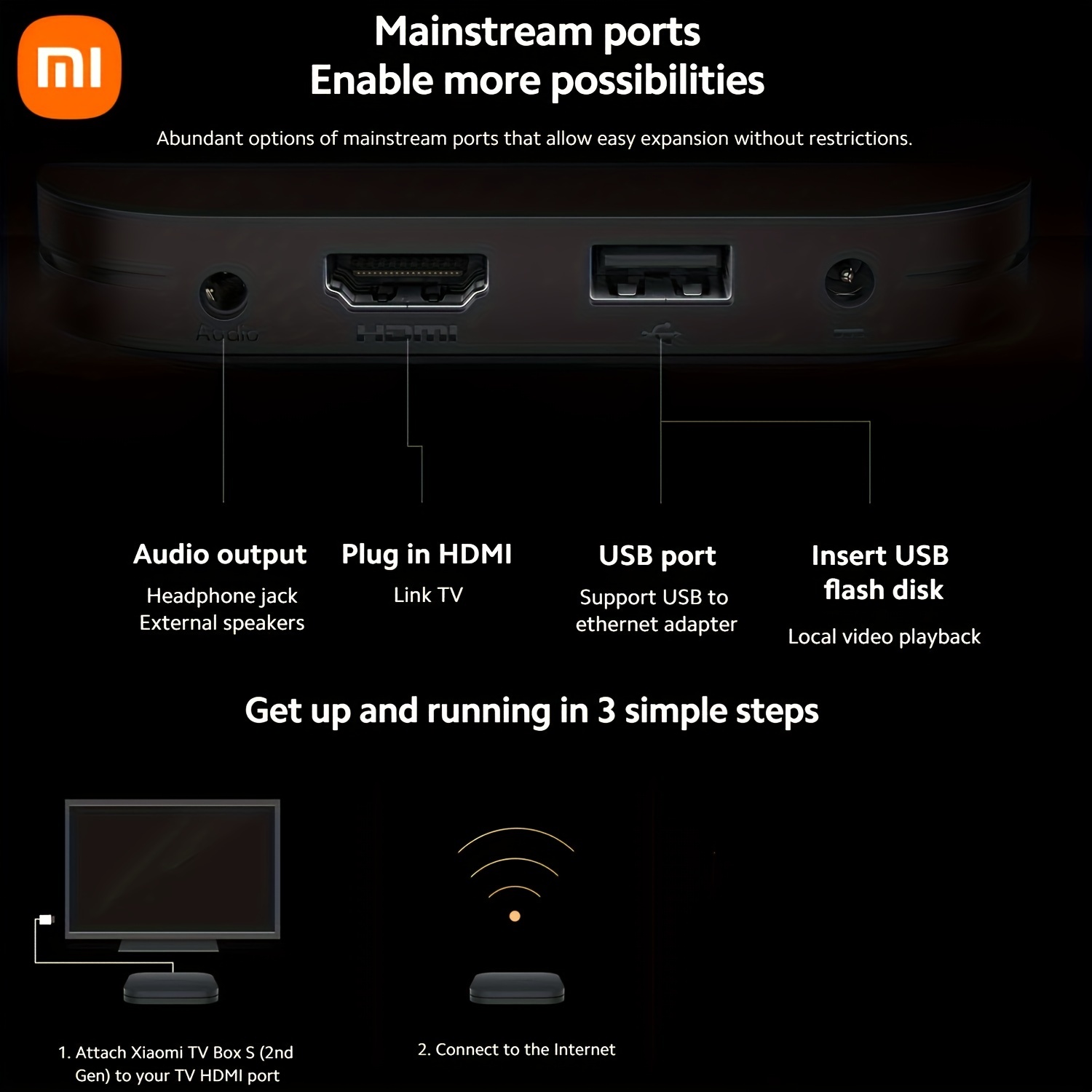 Xiaomi mi box s segunda generación, 4K UHD, HDMI USB