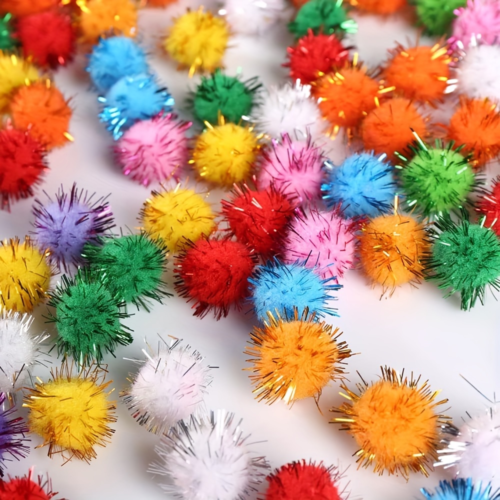 Glitter Pom Poms Fuzzy Arts And Crafts Balls For Hobby - Temu