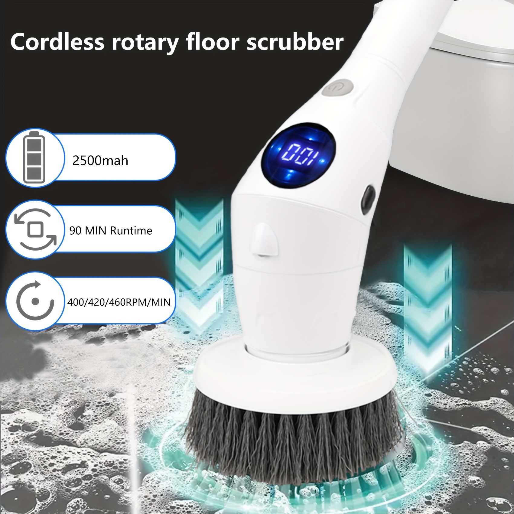 SYNOSHI | Electric Spin Scrubber, Power Cleaning Brush with 3 Replaceable  Cleaning Heads, Cordless Waterproof Scrubber with Dual Speed, Perfect for