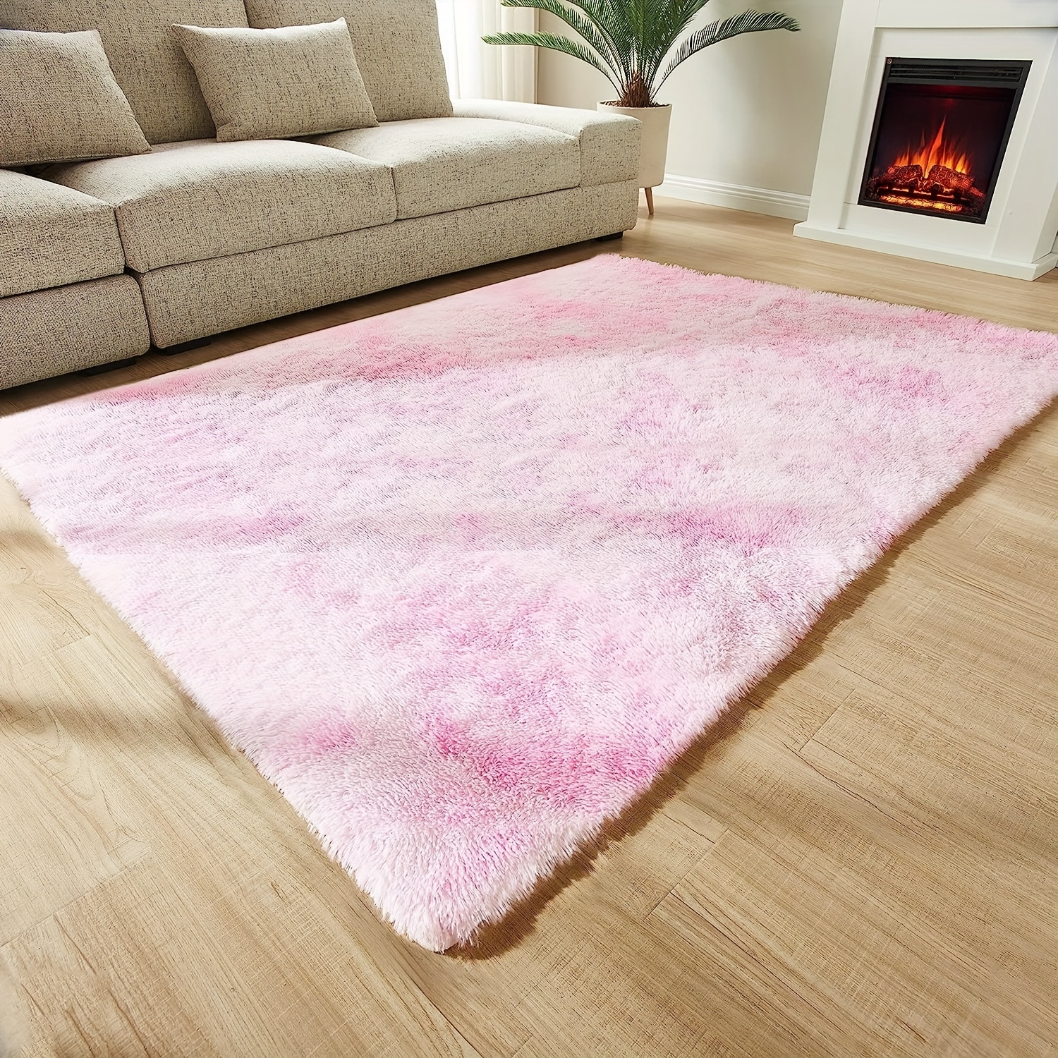 Alfombra de área rosa oscuro para sala de estar, 5 x 8 pies, alfombras  peludas y esponjosas para dormitorio, alfombra supersuave y mullida para