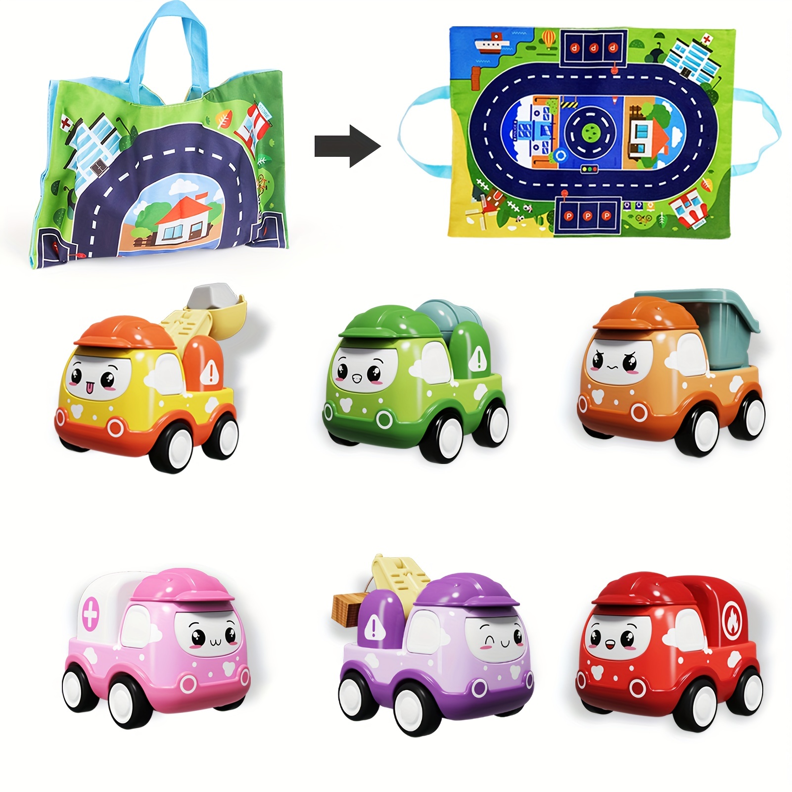 Inertie Jouet bébé pour 1 an Garçon Voitures Cadeaux Avec Sac de Rangement,  6 Pcs Push And Go Jouets, Jouets Enfants Voiture Pour Filles Garçons, Jouets  Éducatifs Précoces Pour 1 2