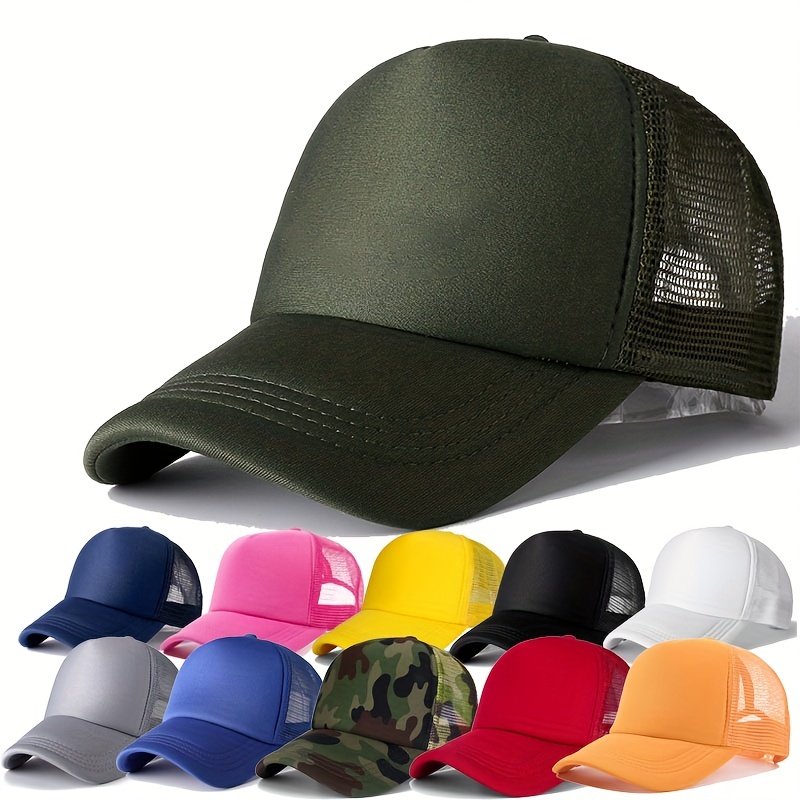 

Mesh Breathable Unisex Baseball Cap Casual Solid Color Simple Trucker Hat Lightweight Sports Sunscreen Dad Hats For Women & Men