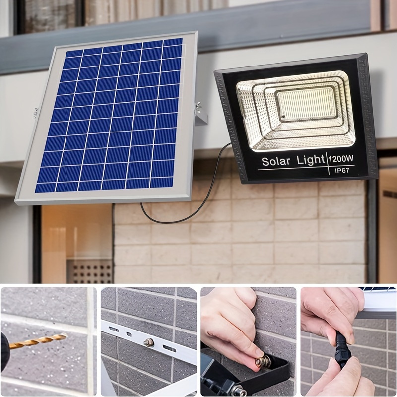 1pc Lámparas Solares Para Exteriores, 1200W Lámparas Solares Para Jardín,  Con Control Remoto Para Lámpara Solar Interior, Desde El Anochecer Hasta El