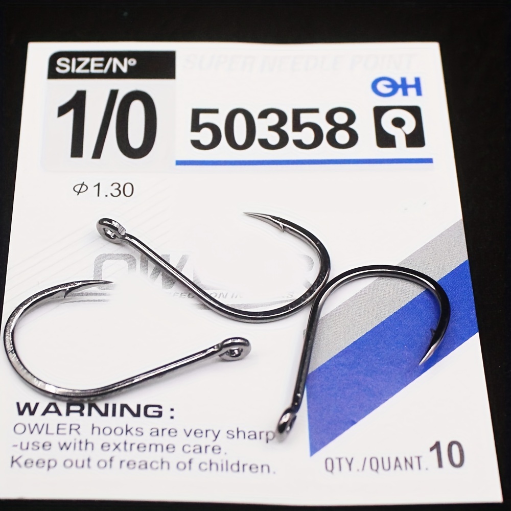 No. 1/0 no. 14 Sharp Iron Barbed Fishing Circle Hook Fishing - Temu