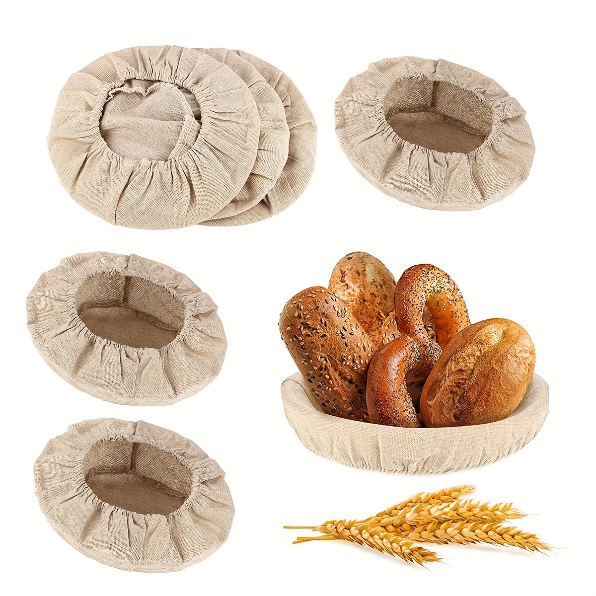 Banneton - Juego de 2 cestas para pan, cesta de pan, cesta de prueba con  batidor danés, raspador de masa, forro de lino, hoja de pan, cepillo para