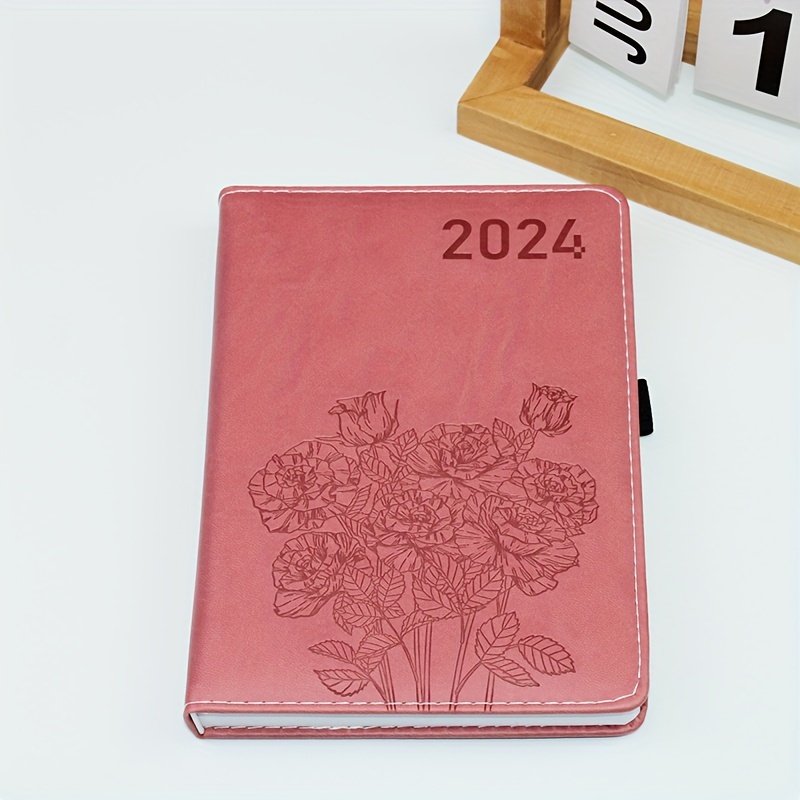 2024 Daily Planner Day per Page A5 Size Leather Cover with Elastic