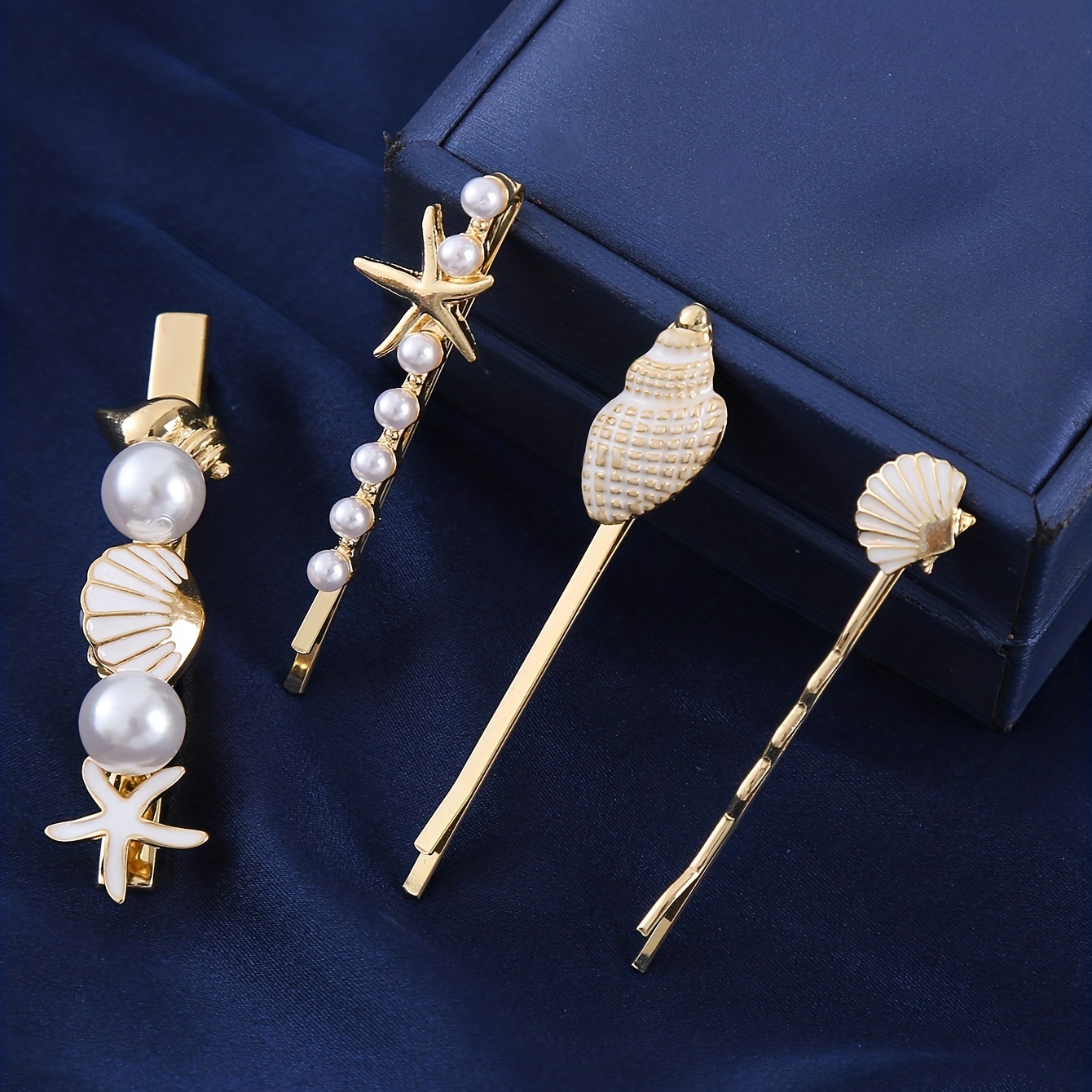 ocean themed hair accessory set featuring pearls - Temu display picture 3