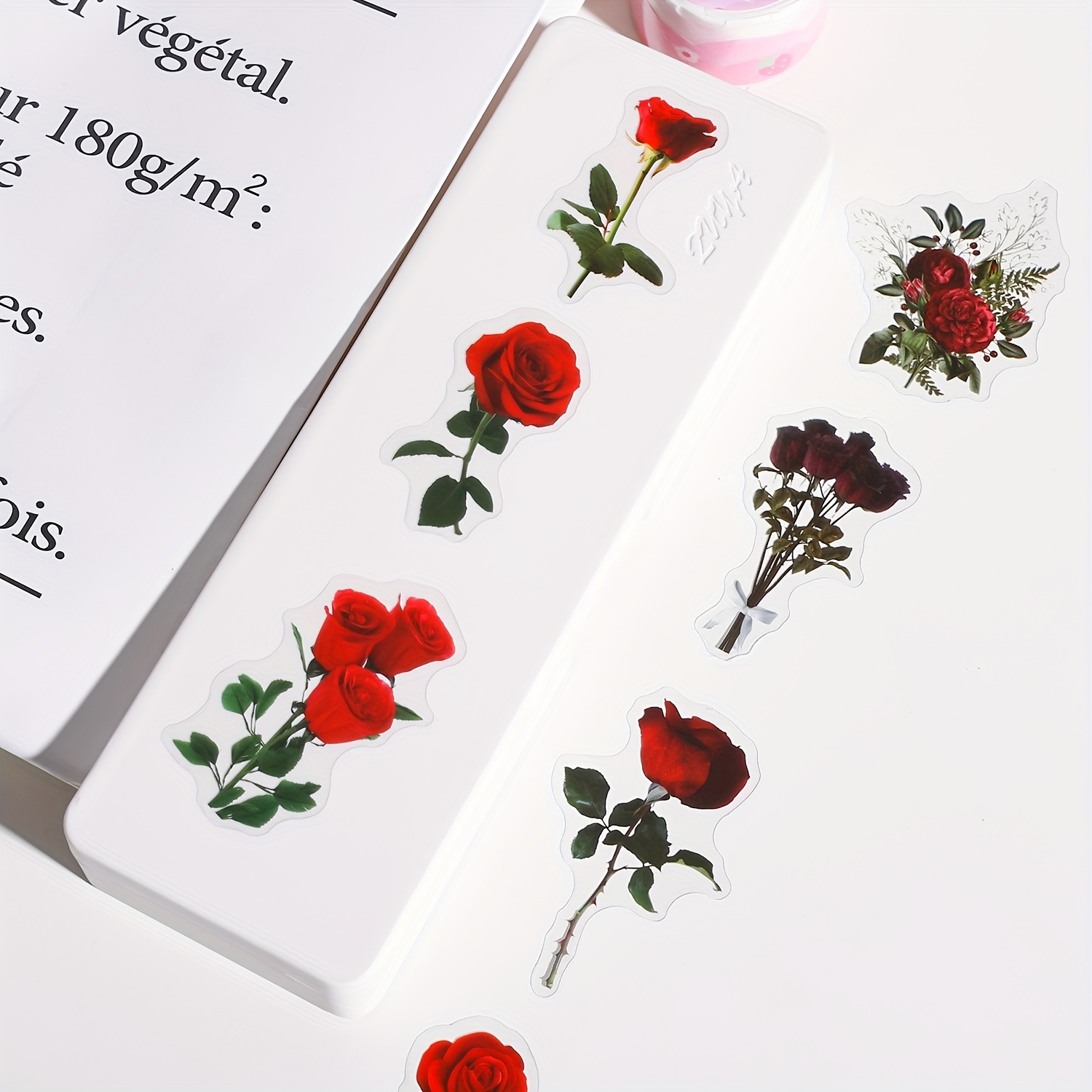 40 Pcs Retro Floral Stickers Set PET Transparent Flower Stickers for  Scrapbooking Planner Journaling Diy Crafts Album