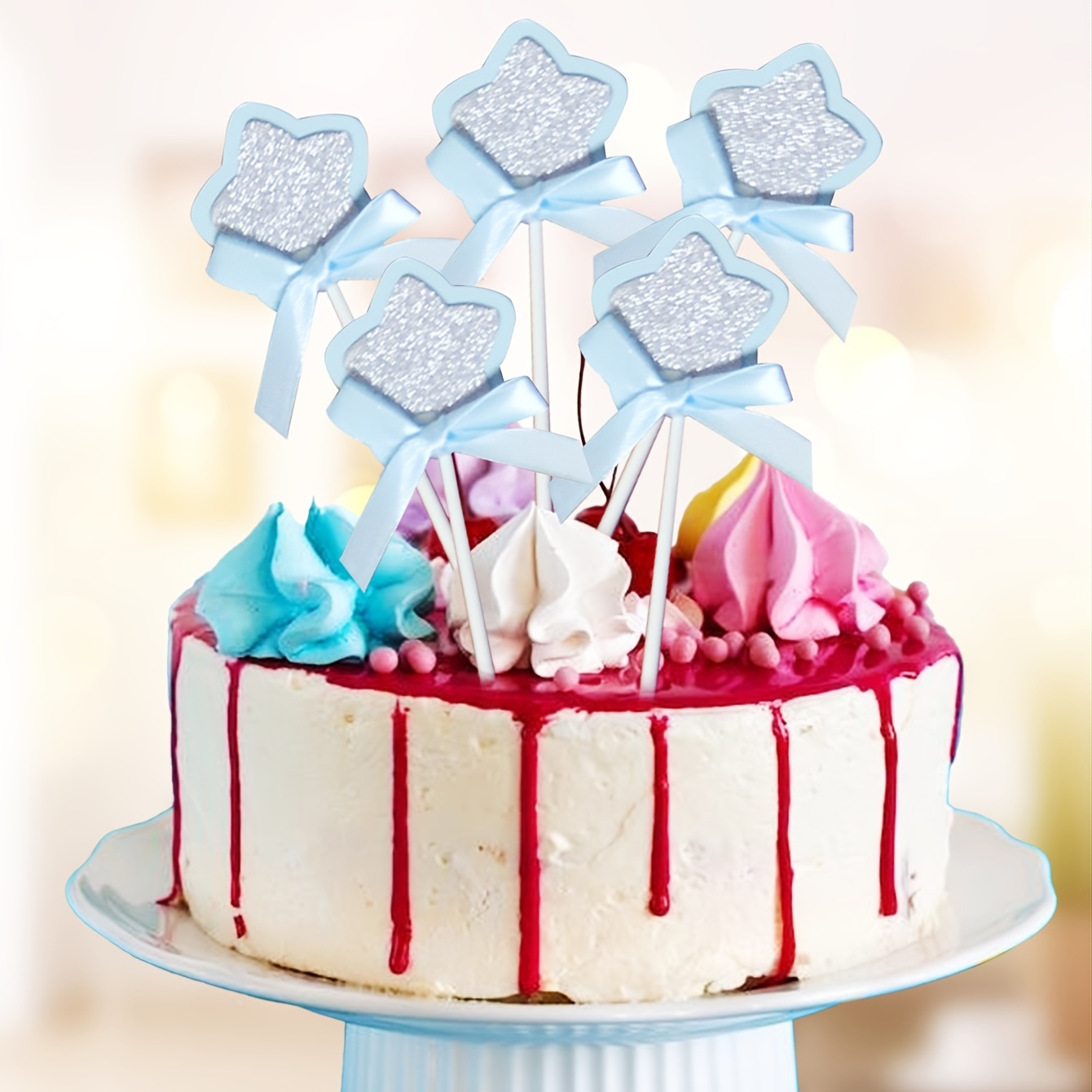 HAPPY BIRTHDAY CAKE TOPPERS - Tinsel Decor