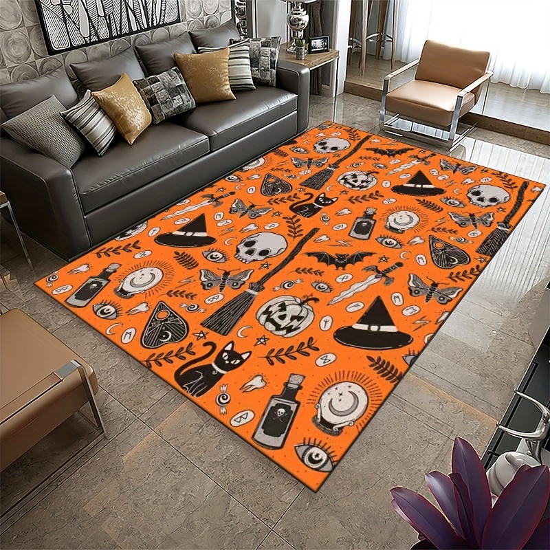Halloween Area Rug Skull Pumpkin Carpet Home Decor