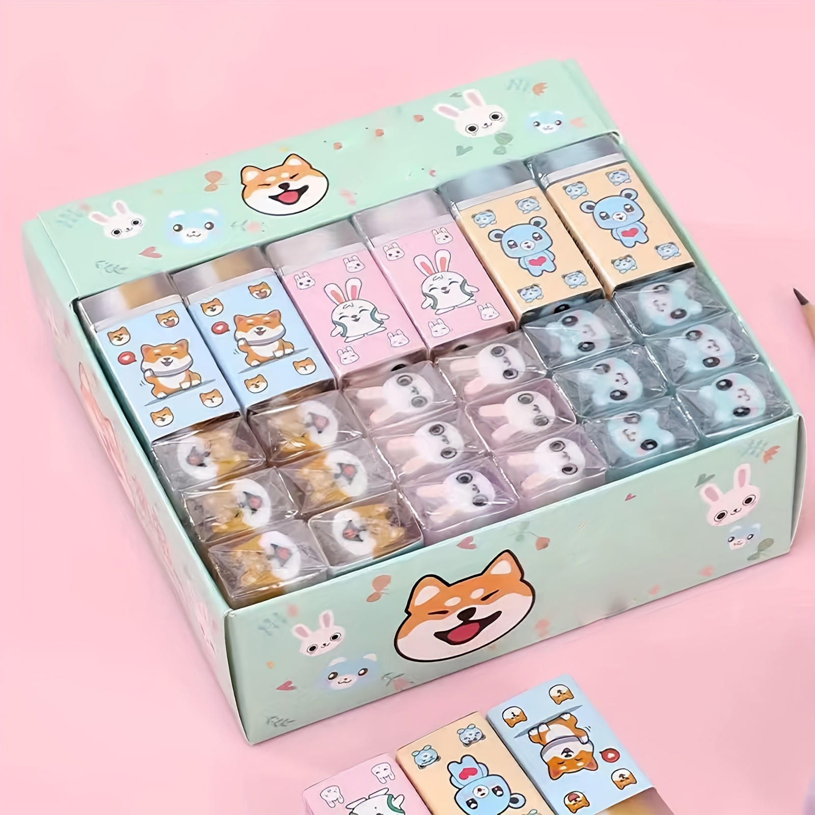 3Pcs Cute Box Shape Eraser for Kids Funny Kawaii Eraser Korean Stationery  Cute School Supplies Desk Accessories