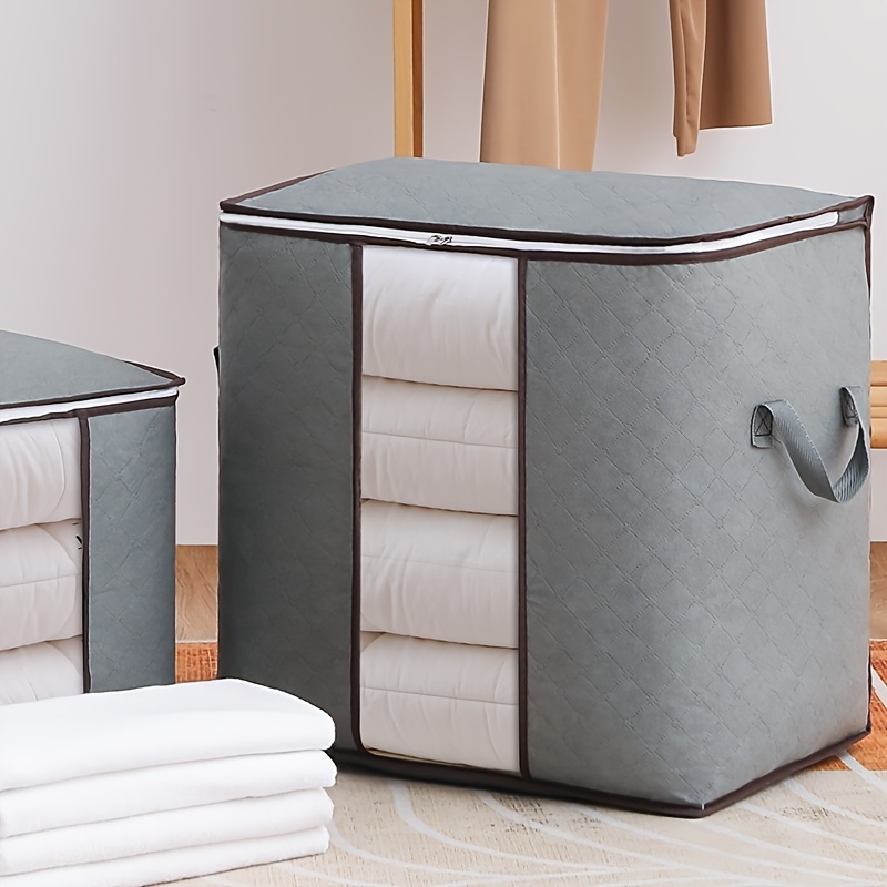 Large Storage Bags, 2 Pack Clothes Storage Bins Foldable Closet Organizers  Storage Containers with Durable Handles Thick Fabric for Blanket Comforter