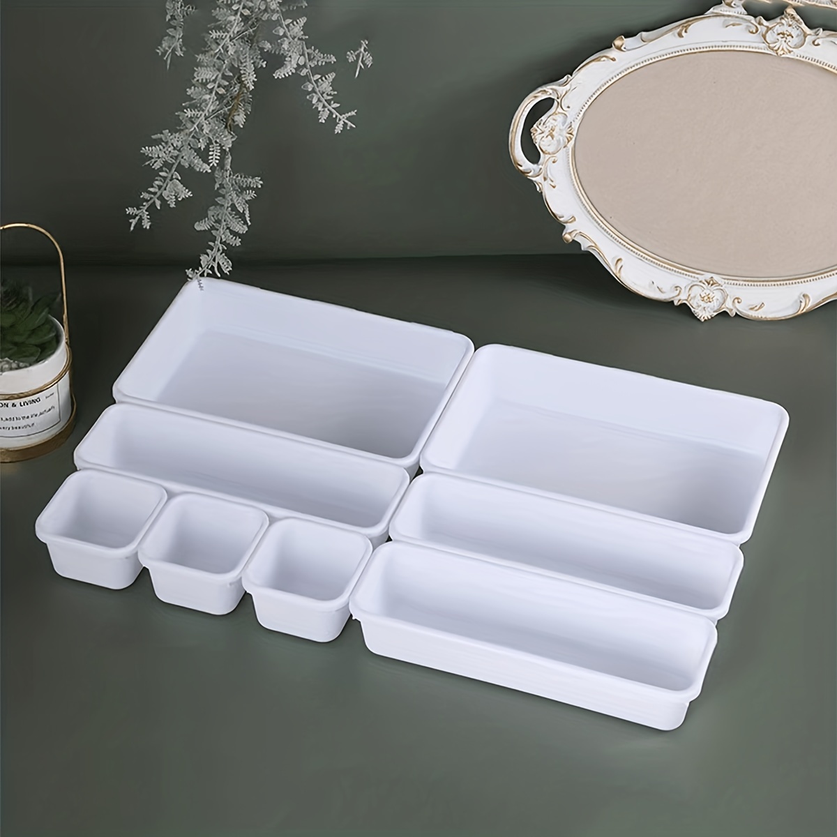 Interlocking Box 8 Pcs Free Combination Desk Drawer Organizer Tray