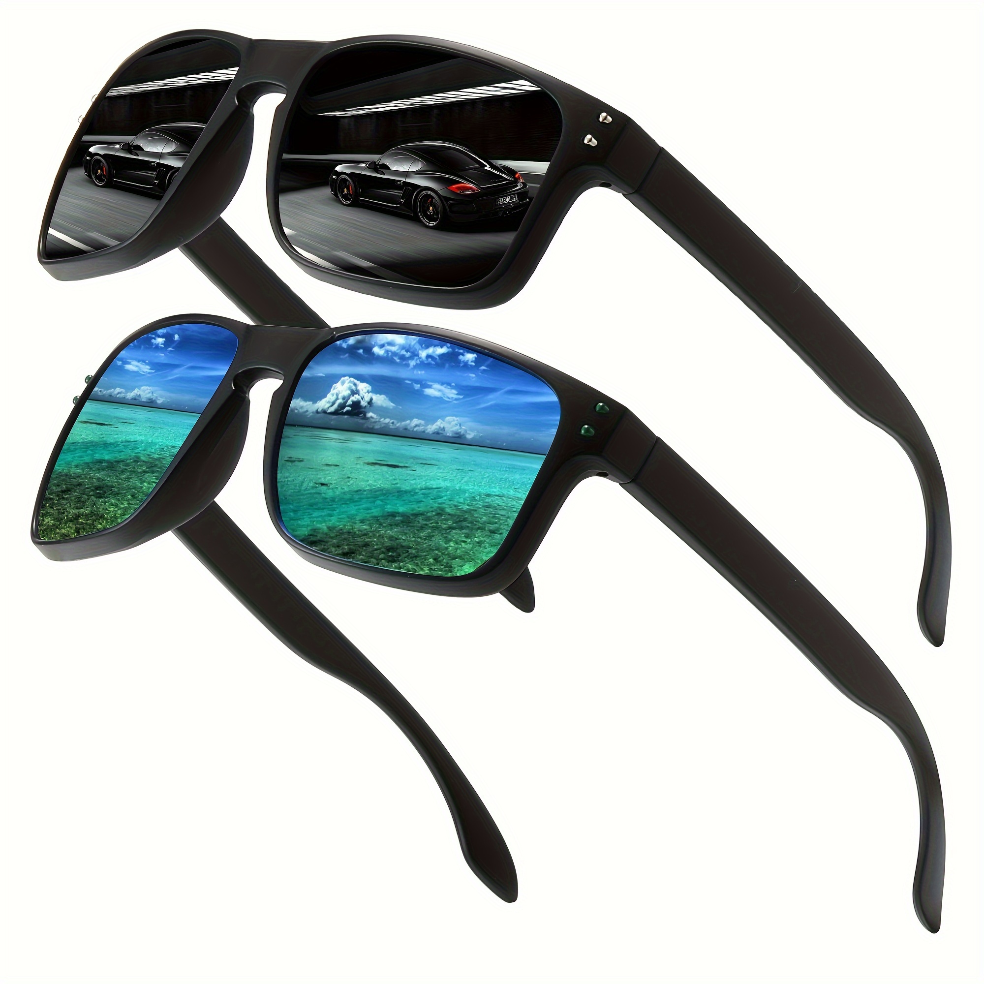 1pair/2pairs, Trendy Classic Square Polarized Sunglasses, For Men Women Outdoor Party Vacation Travel Driving Fishing Cycling Supplies Photo Props