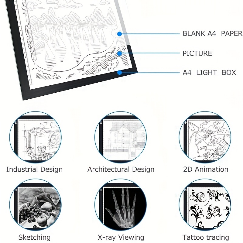 A4 Digital Graphics Tablet A4 Drawing Tablet Led Light Box - Temu