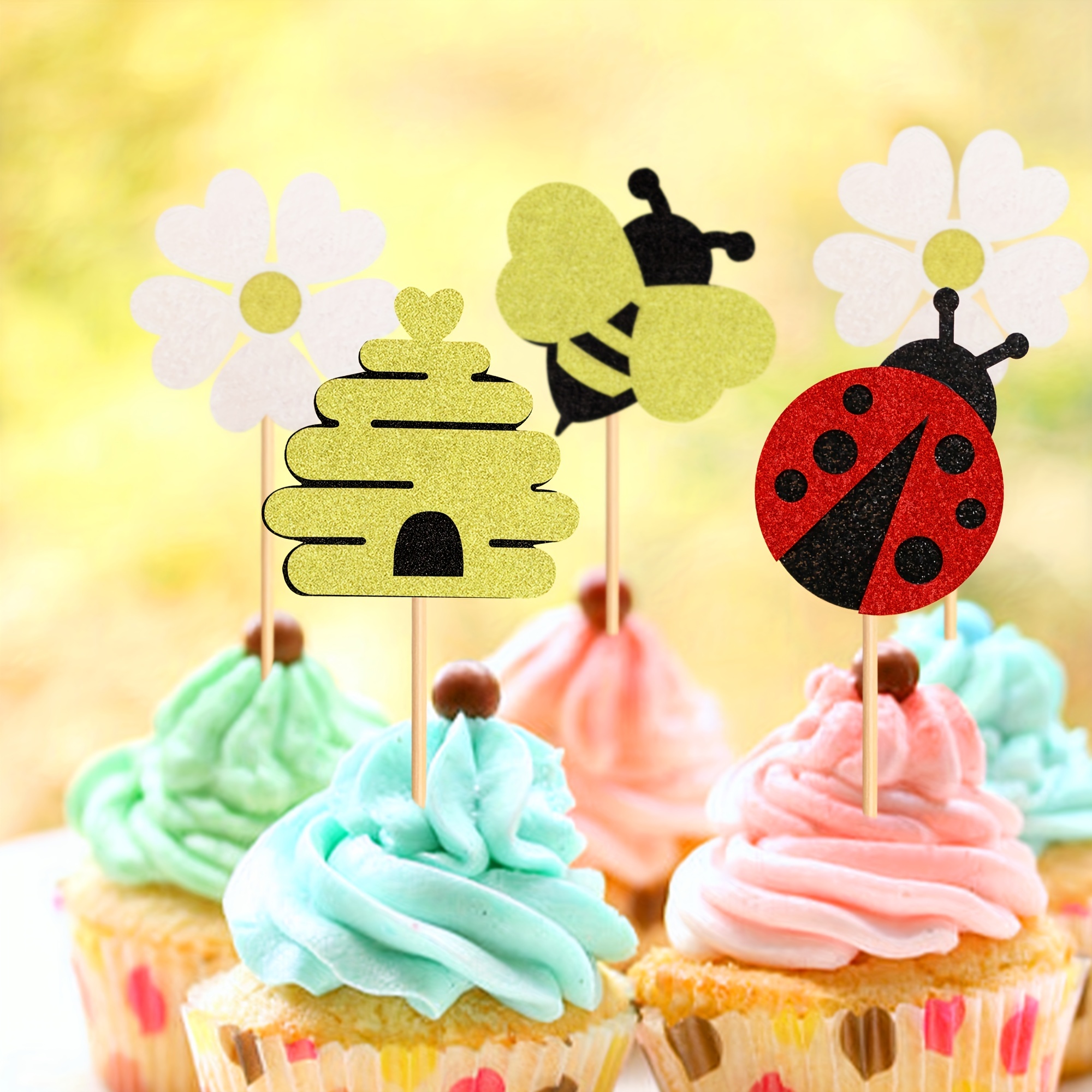 Bee Cake Topper Bumblebee Cupcake Topper For Kids Bee Theme Parties  Decorations Baby Shower Happy Birthday
