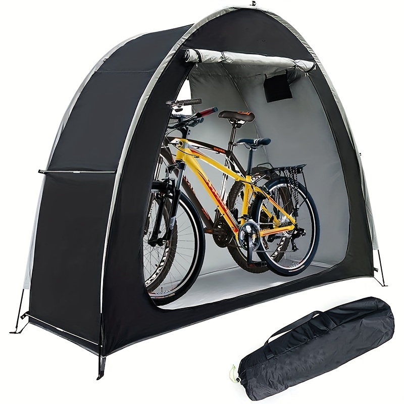 

Outdoor Aluminum Alloy Bracket Bike Storage Shed Neat Tent Bike Cover For Storage Of 2 Bikes Or Tricycles - Black