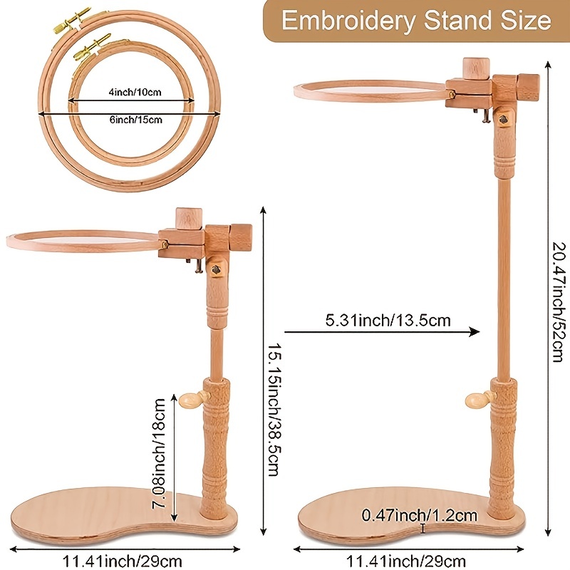 Embroidery Stand - Adjustable Rotated Cross Stitch Stand for Most Sizes of  Hoops, Beech Wood Embroidery Hoop Holder for Sewing Craft Projects :  : Home