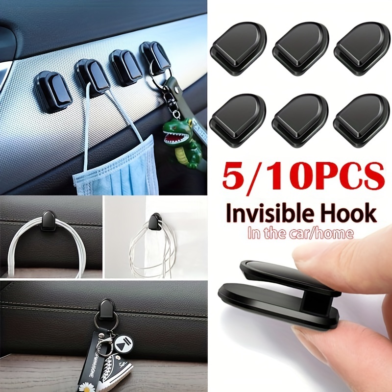 5/10pcs Car Hook Creative Car Dashboard Sticky Multifunctional Mini Hook  Car Seat Backrest Hook Key Chain Hook Mini Invisible Hook Auto Accessories