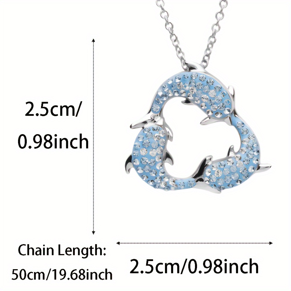 mens beautiful fashion three dolphins head pendant necklace inlaid synthetic zircon necklace christmas birthday party perfect gift for loved one