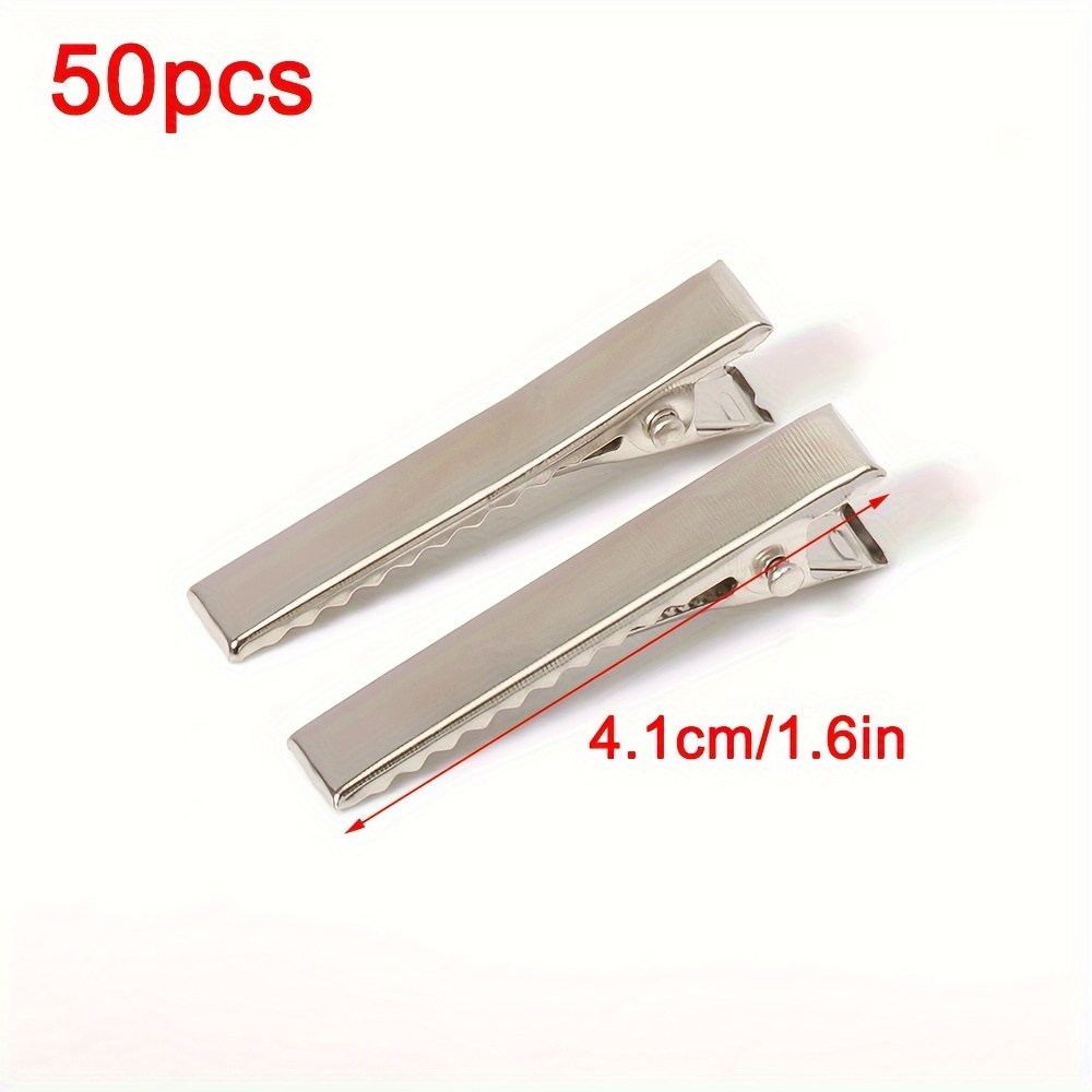 Image of 50pcs Hair Clips 24mm-77mm Single Prong Alligator Hairpin Teeth Blank Setting For Diy Hair Clip Accessories Jewelry Making Supplies