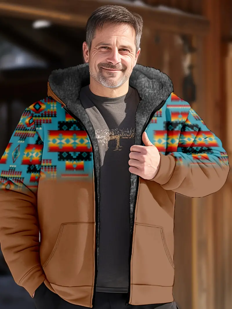 Abrigo con capucha de forro polar cálido estampado para hombres, ropa de  caza para otoño invierno