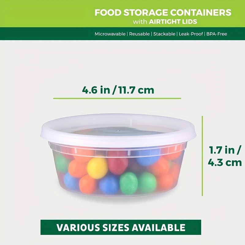 8oz Deli Plastic Food Containers with Lids, Leakproof Slime Small