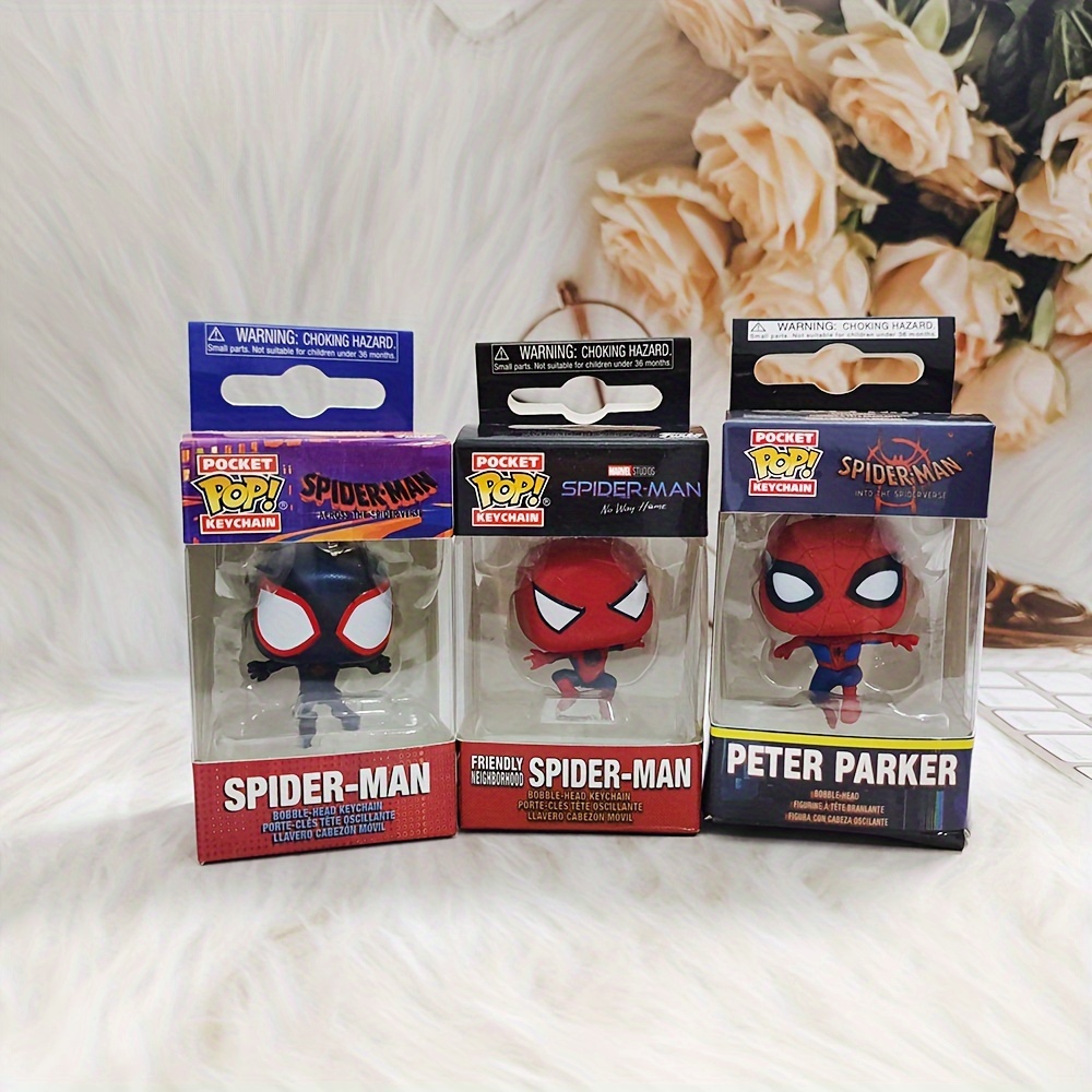 Spider Man Action Figure Spiderman Keychain Anime Accessories Spider-man  Keyring Doll Backpack Pendant Men Car Key Ring Kid Toys